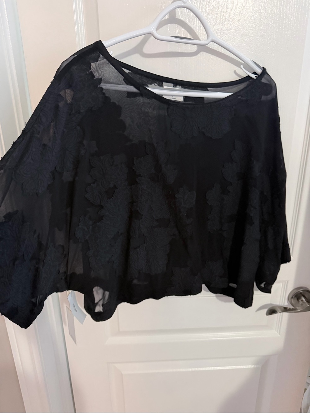 Wilfred Blayze Black Sheer Floral Embroidered Blouse